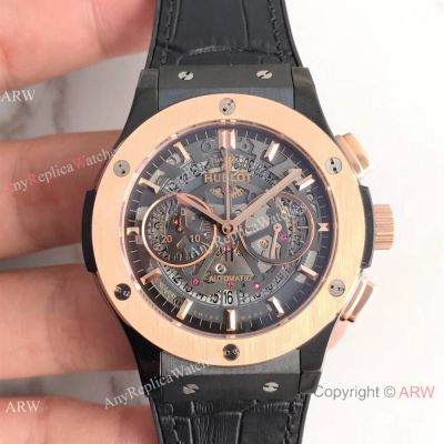 Swiss Copy Hublot Classic Fusion Skeleton Dial Rose Gold 7750 Movement